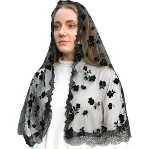 Catholic Church Mantilla Veil: Long Vintage Christian Latin Mass Head Covering S